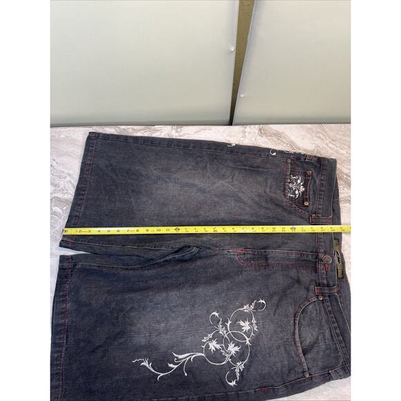 Vintage Jinzu Shorts Mens 42 Grey Denim Baggy Embroidered - Picture 6 of 10